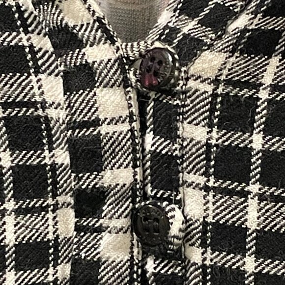(NEW) TOLANI Flannel & Velvet BOHO Button Down Blouse, Black/White/Multi - 3 X - Picture 6 of 16